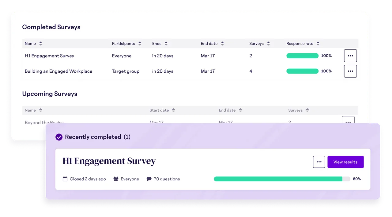 Employee engagement survey interface