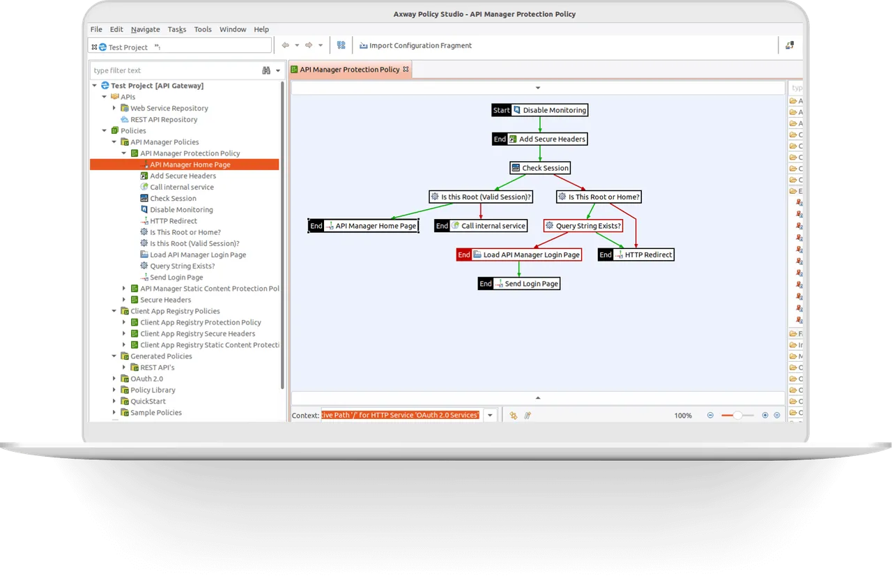 Policy Studio for defining API security policies