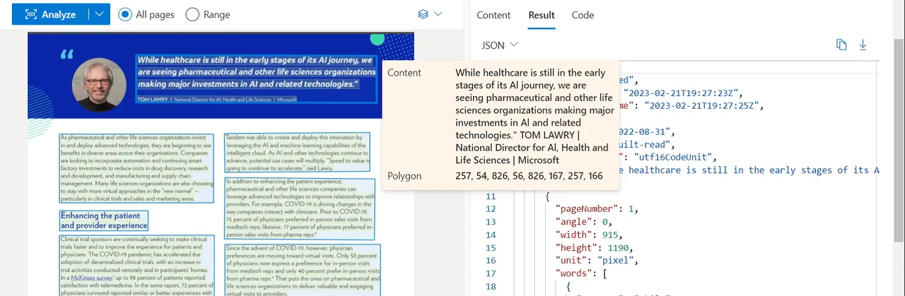 Read (OCR) model extracting printed and handwritten text