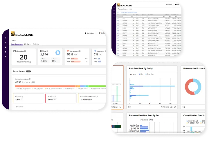 Account reconciliation status dashboard and reconciliation detail view