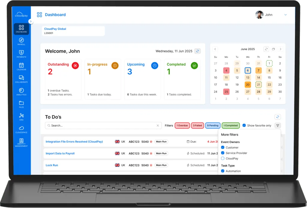 CloudPay Navigator control hub for global payroll management