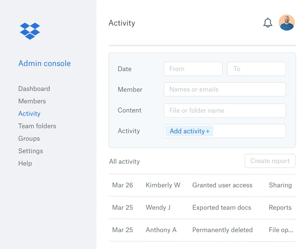 Team management and admin controls