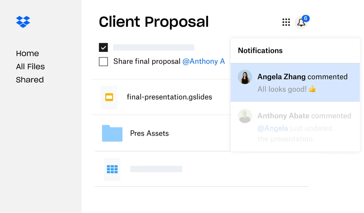 Collaborative file browsing in Dropbox Business