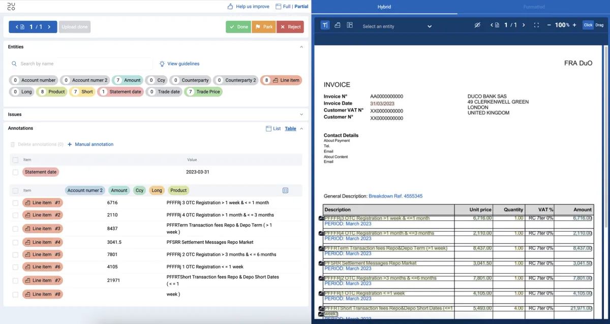 Adaptive IDP document extraction and annotation workspace