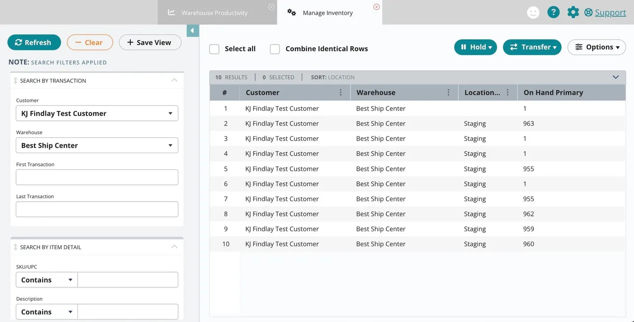 Manage Inventory grid view
