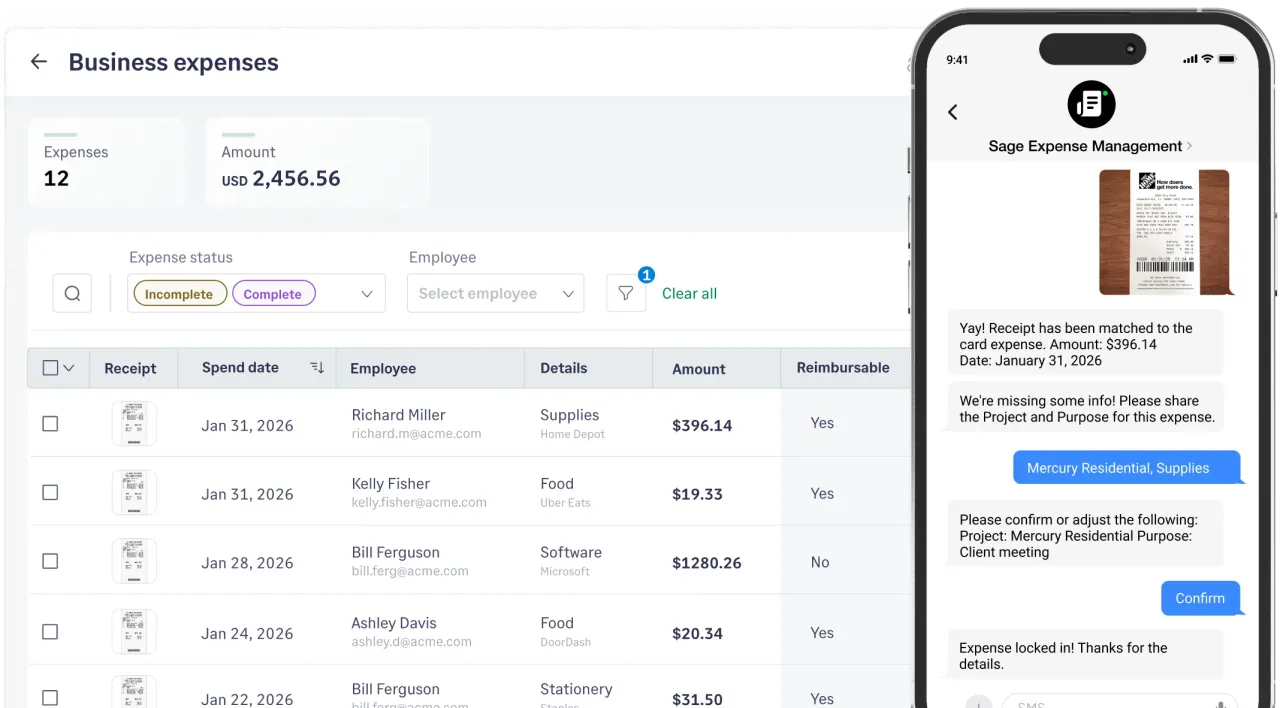 SMS-based receipt matching to card transactions