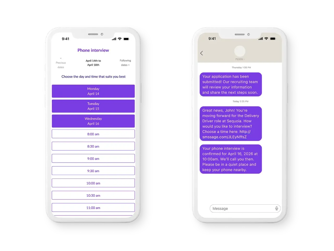 Interview scheduling workflow in the iCIMS ATS