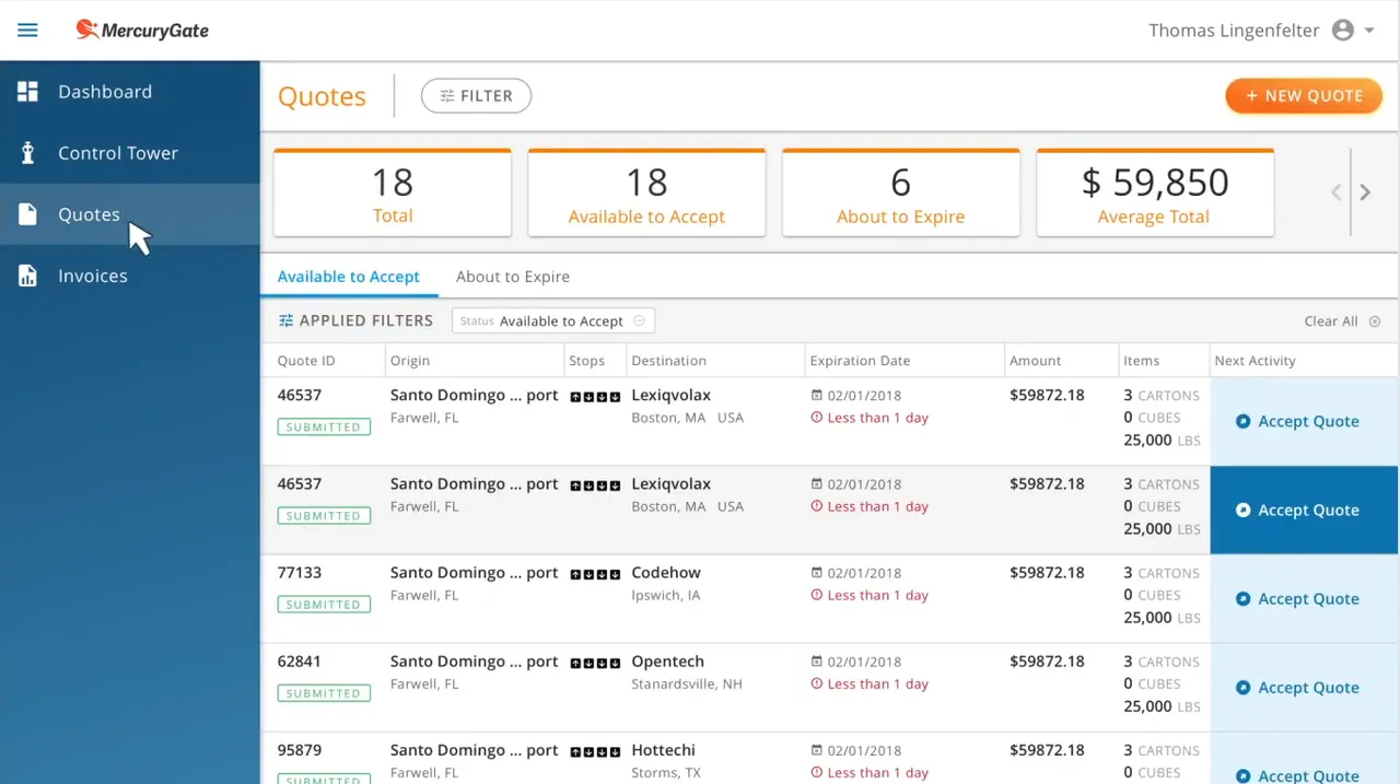 Quote dashboard