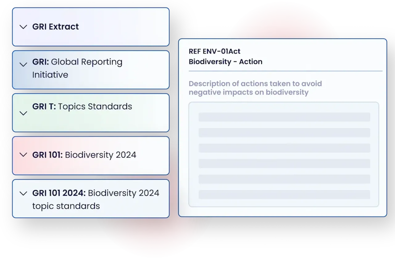 GRI disclosure field detail with taxonomy extract and data entry panel