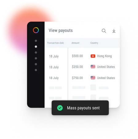 Mass payouts platform interface