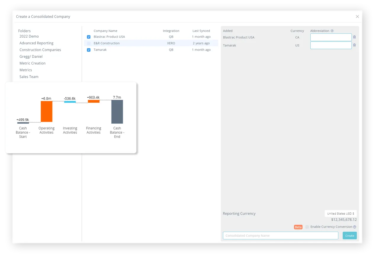 Create a Consolidated Company screen for combining multiple connected entities