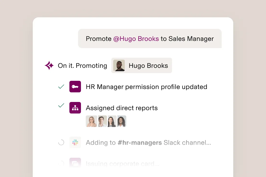 AI-driven employee promotion updating permissions and reporting lines