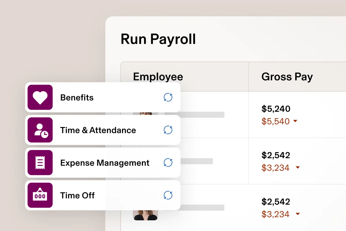 Run payroll interface syncing benefits, time and expenses