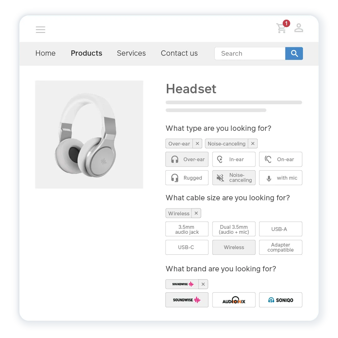 Sana Commerce Cloud storefront — guided product finder