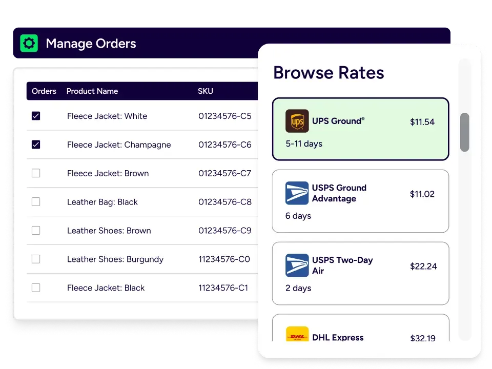Automated multi-carrier rate shopping view