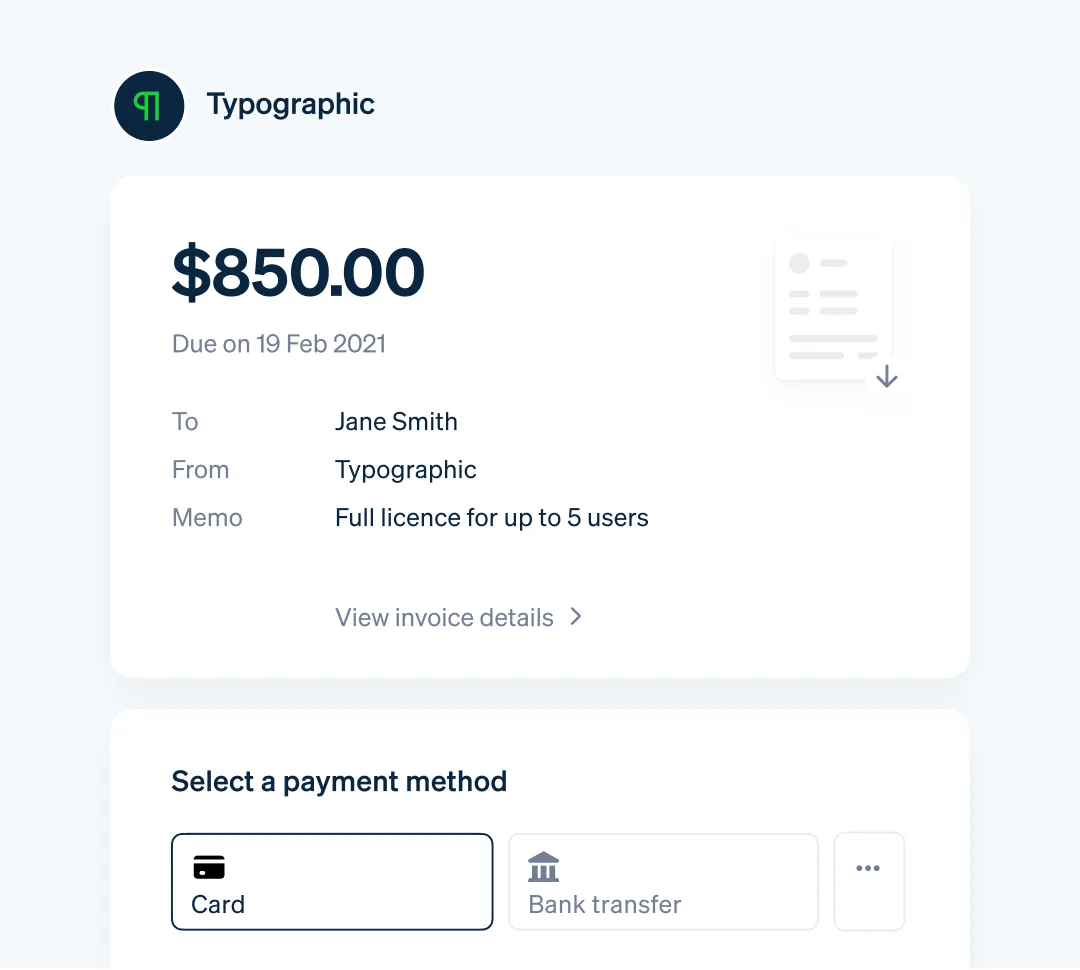 Hosted Stripe invoice