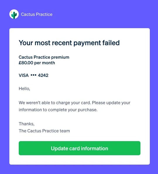 Failed-payment recovery page