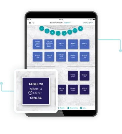 Custom floor plan and table management view