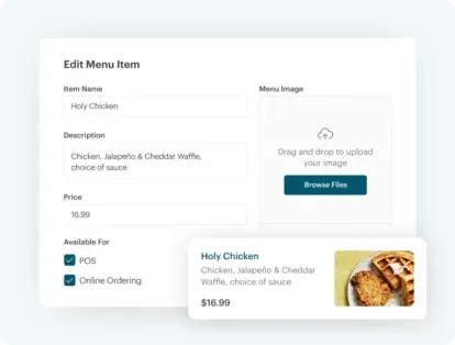 Menu management interface