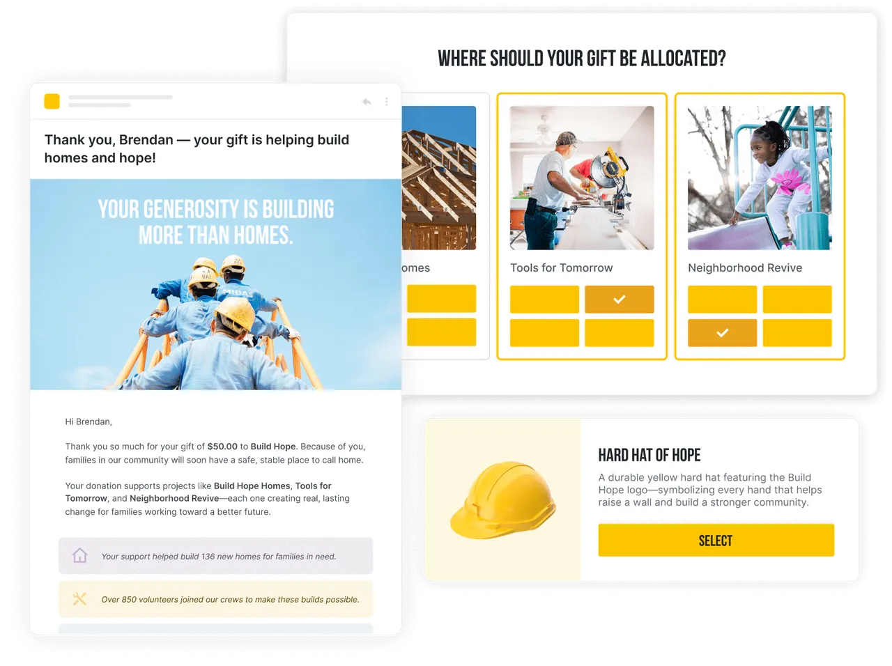 Project-based fundraising dashboard in Virtuous Raise