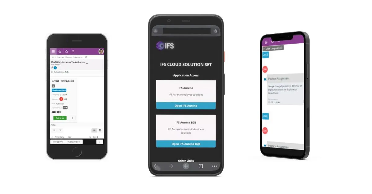 IFS Cloud Aurena interface