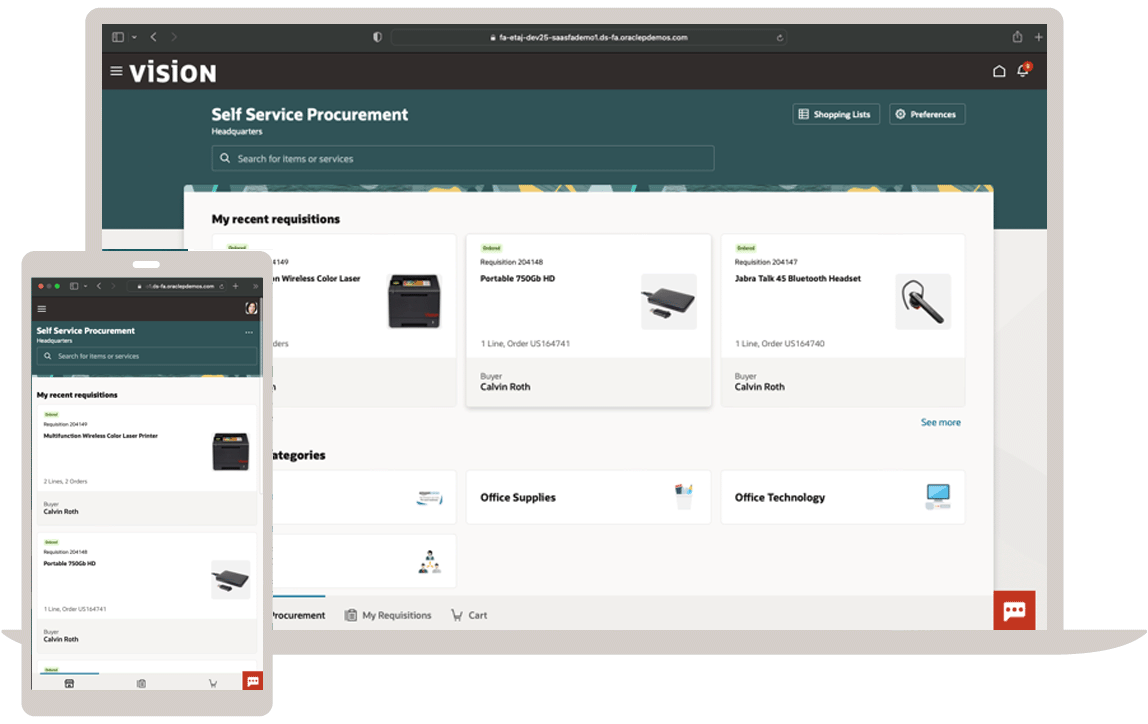 Oracle ERP Cloud procurement management