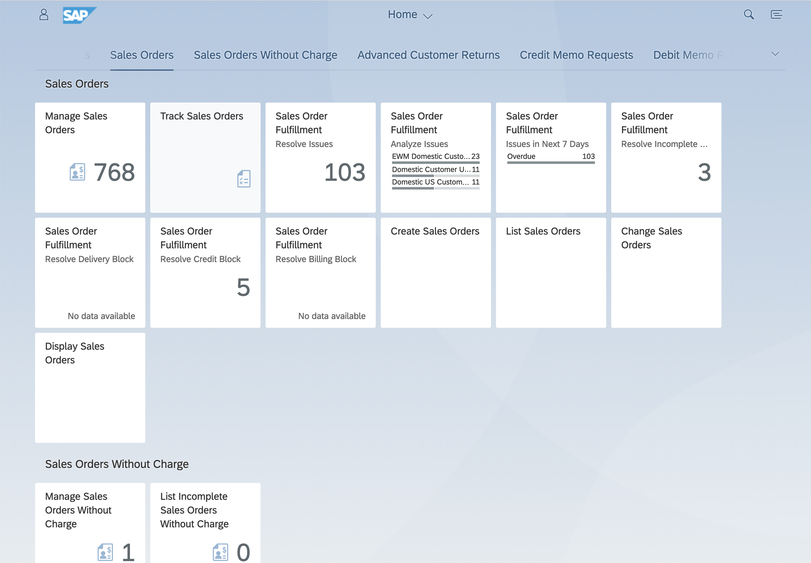 SAP S/4HANA Private Cloud Fiori dashboard
