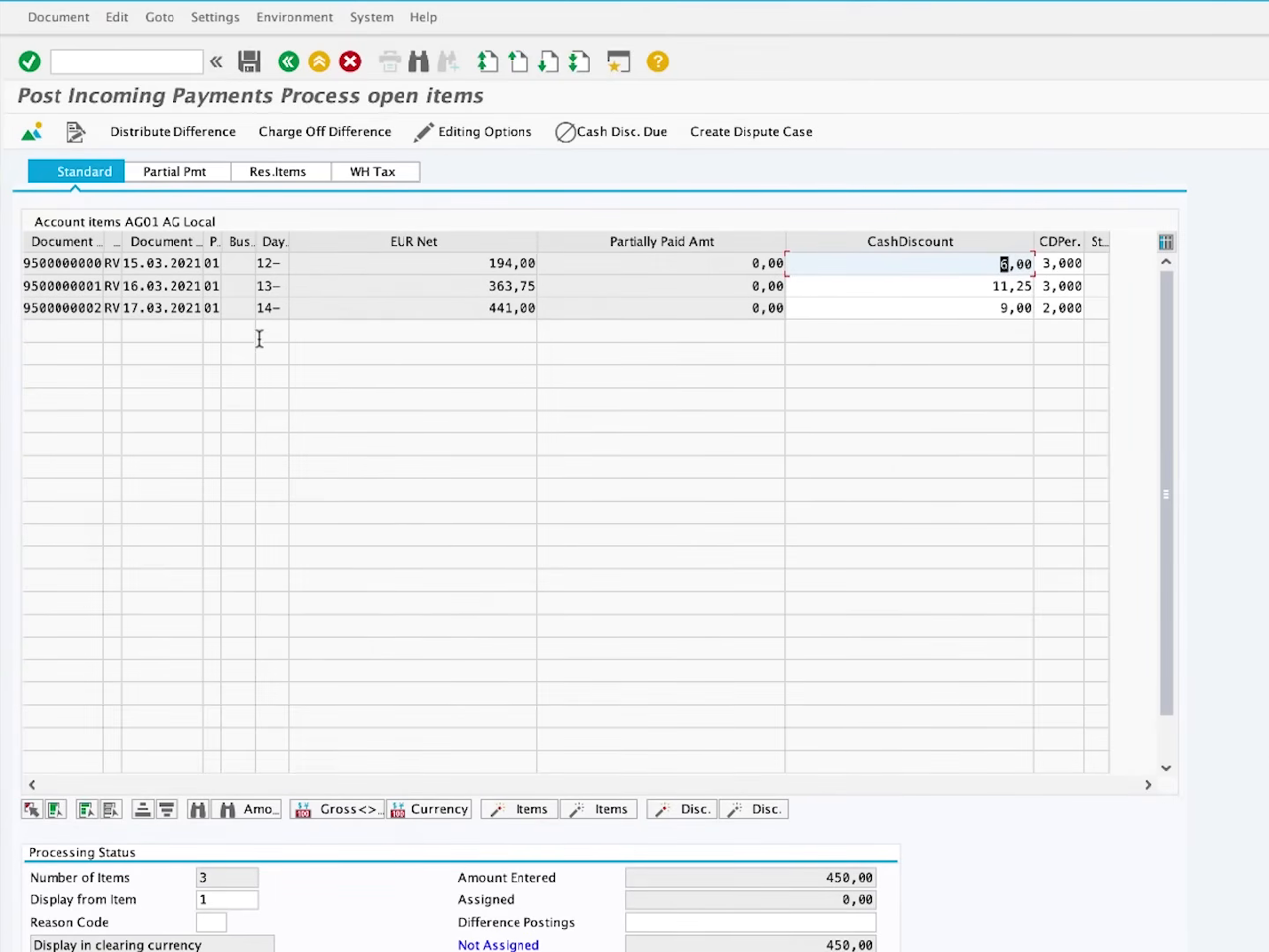 SAP S/4HANA Private Cloud (on-premise edition) incoming payments processing open items table
